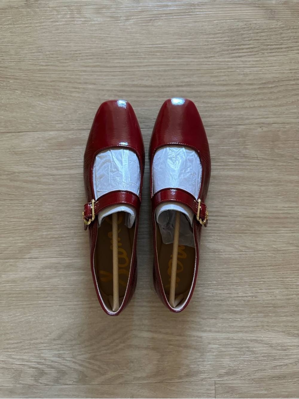 Sam Edelman Burgundy Red Patent Leather Michaela Mary Jane Square-Toe Flats - Picture 3 of 7